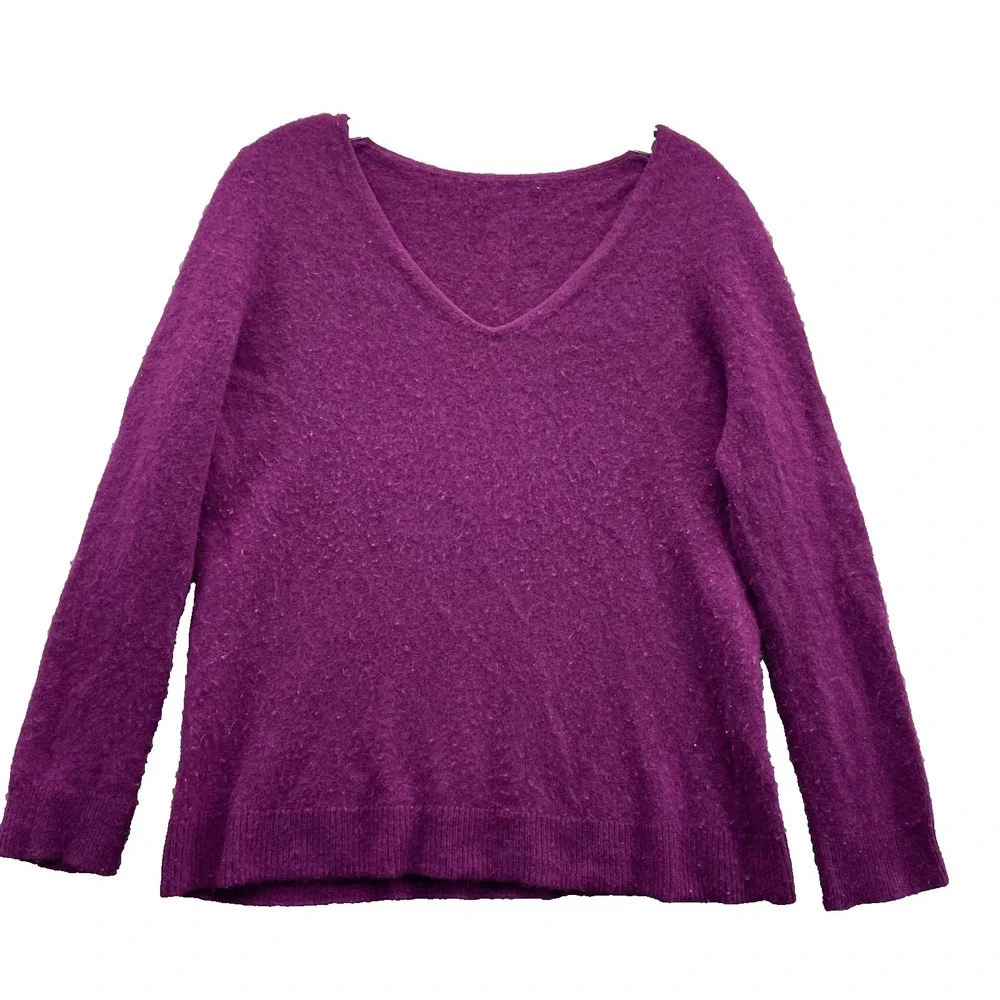 100% Cashmere Sweater Women's Medium Purple Preppy Classic Academia‎ 90's Winter